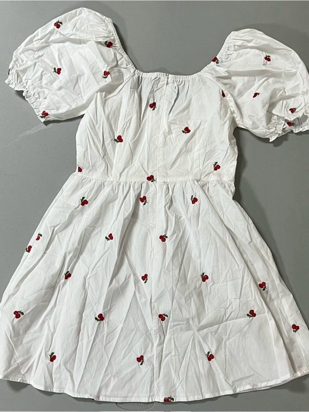 White Red Cherry Cherries Babydoll Mini Dress Size S 🍒✨ #cherry #dress #summer - Picture 5 of 5